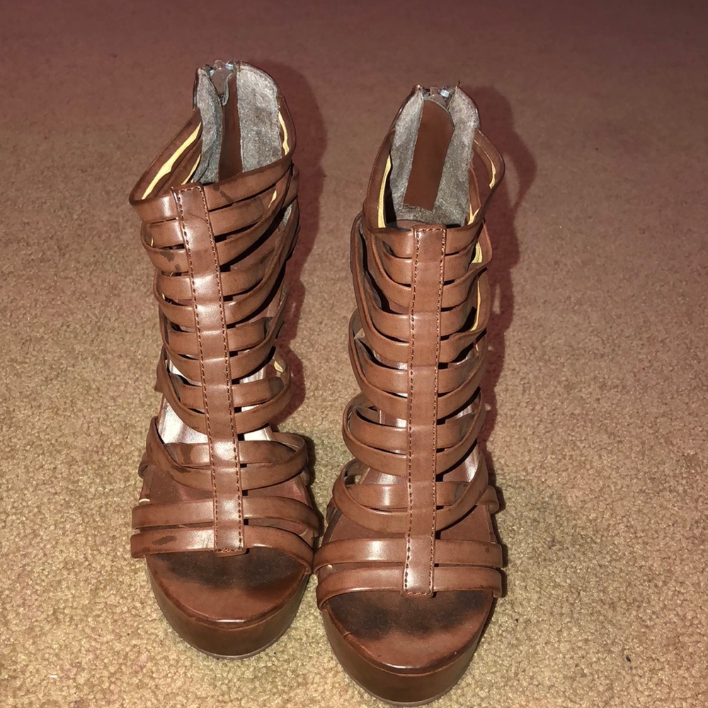 Strappy Brown High Heels
